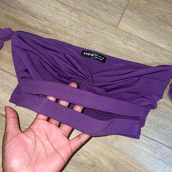 SHEIN Off Shoulder Twist Front Cut Out Crop Top - Picture 2 of 10